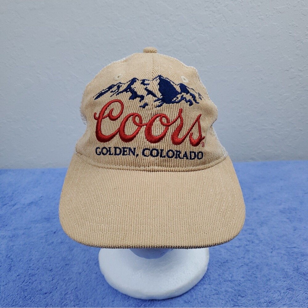 Coors Hat Cap Snap Back Tan Mesh Trucker Beer Golden Colorado Embroidered Mens